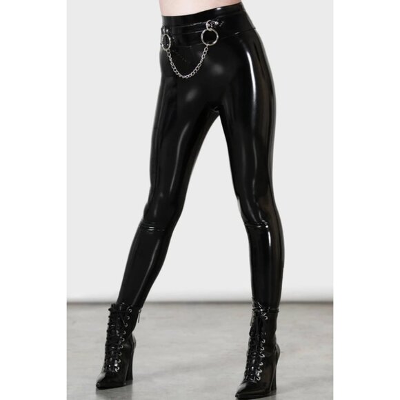 Killstar Bat B*tch Leggings PVC Black Small - Picture 2 of 3